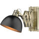 Hawthorn 1 Light 8 inch Aged Brass Articulating Wall Sconce Wall Light in Matte Black, Adjustable