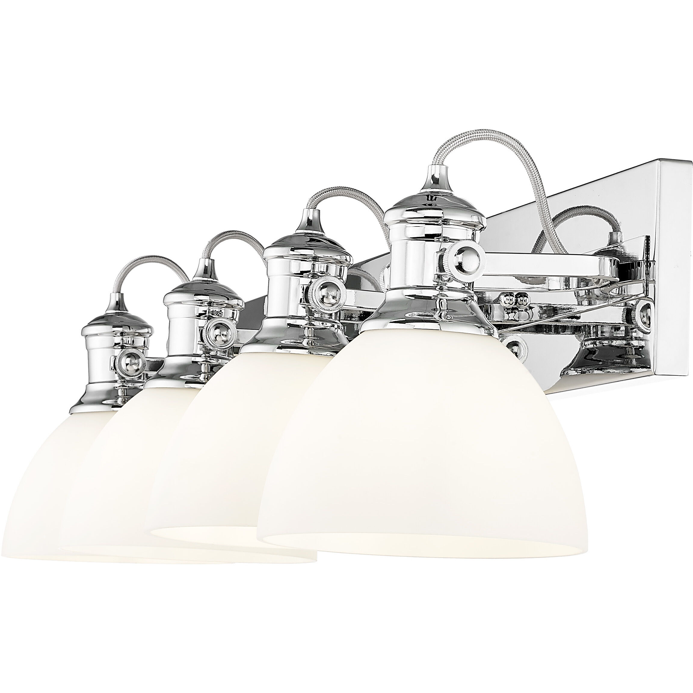 Yep Hines Vanity Wall Light in Chrome, Opal Glass