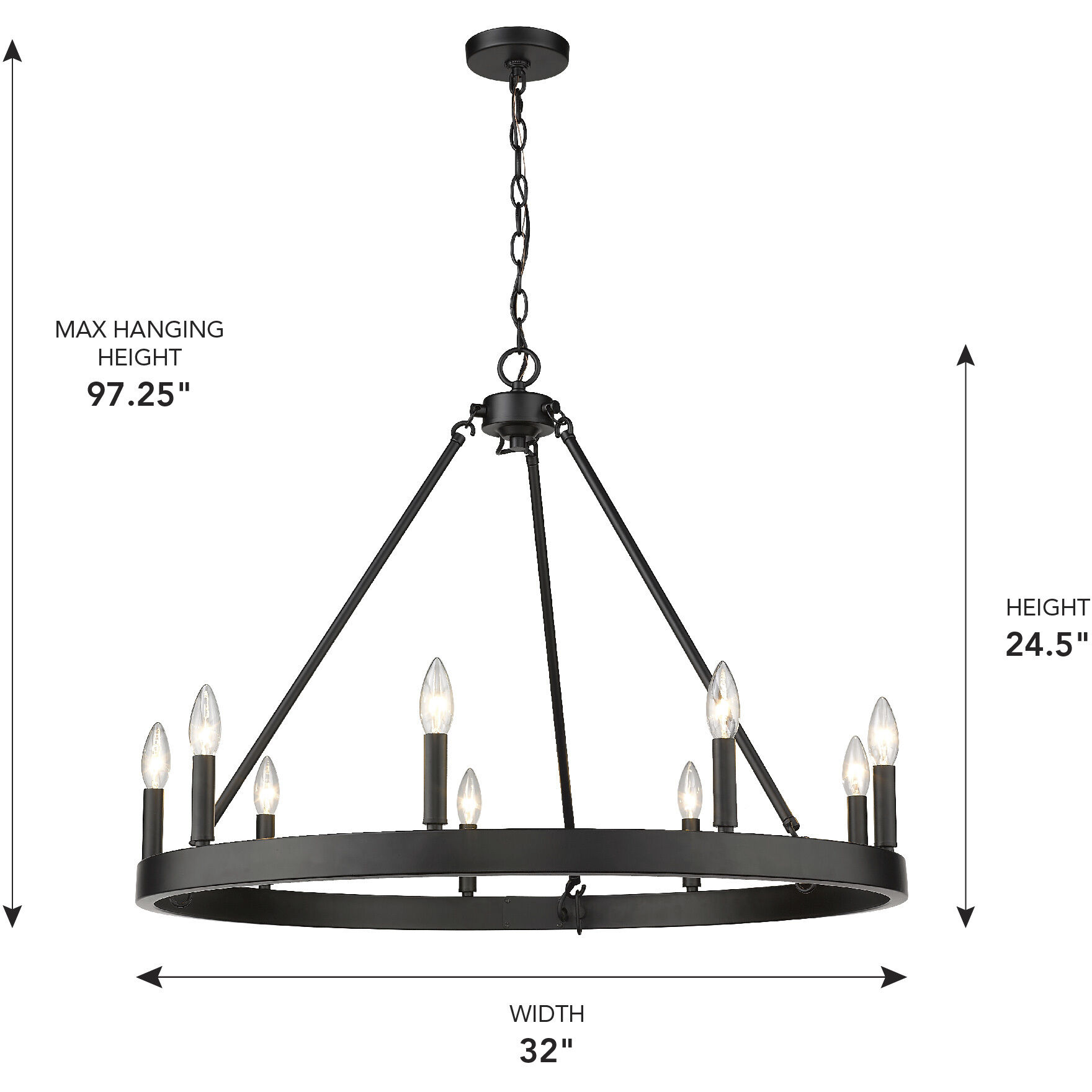 Alastair 32 inch 60.00 watt Matte Black Chandelier Ceiling Light