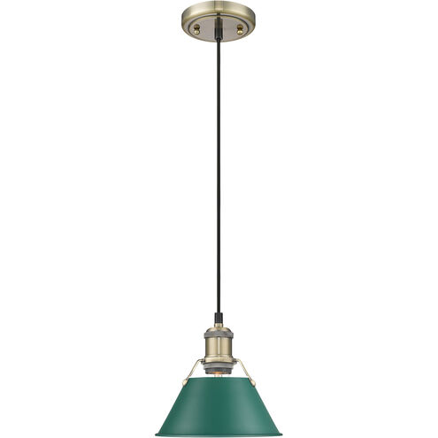 Orwell 1 Light 7.5 inch Aged Brass Pendant Ceiling Light in Pine Green, Small