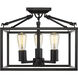 Wesson 3 Light 14 inch Matte Black Semi-Flush Mount Ceiling Light