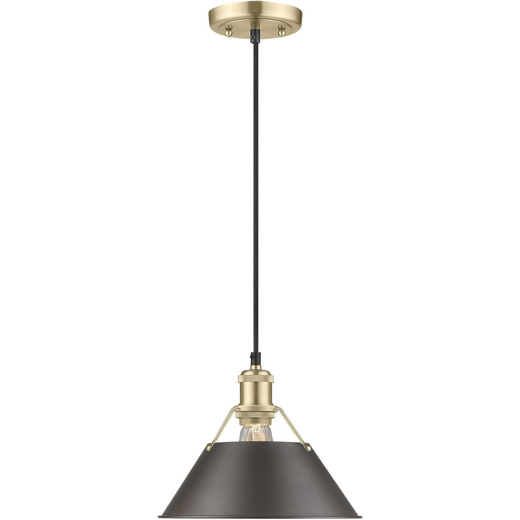 Yep Orwell 1 Light 10 inch Brushed Champagne Brass Pendant Ceiling Light in Rubbed Bronze