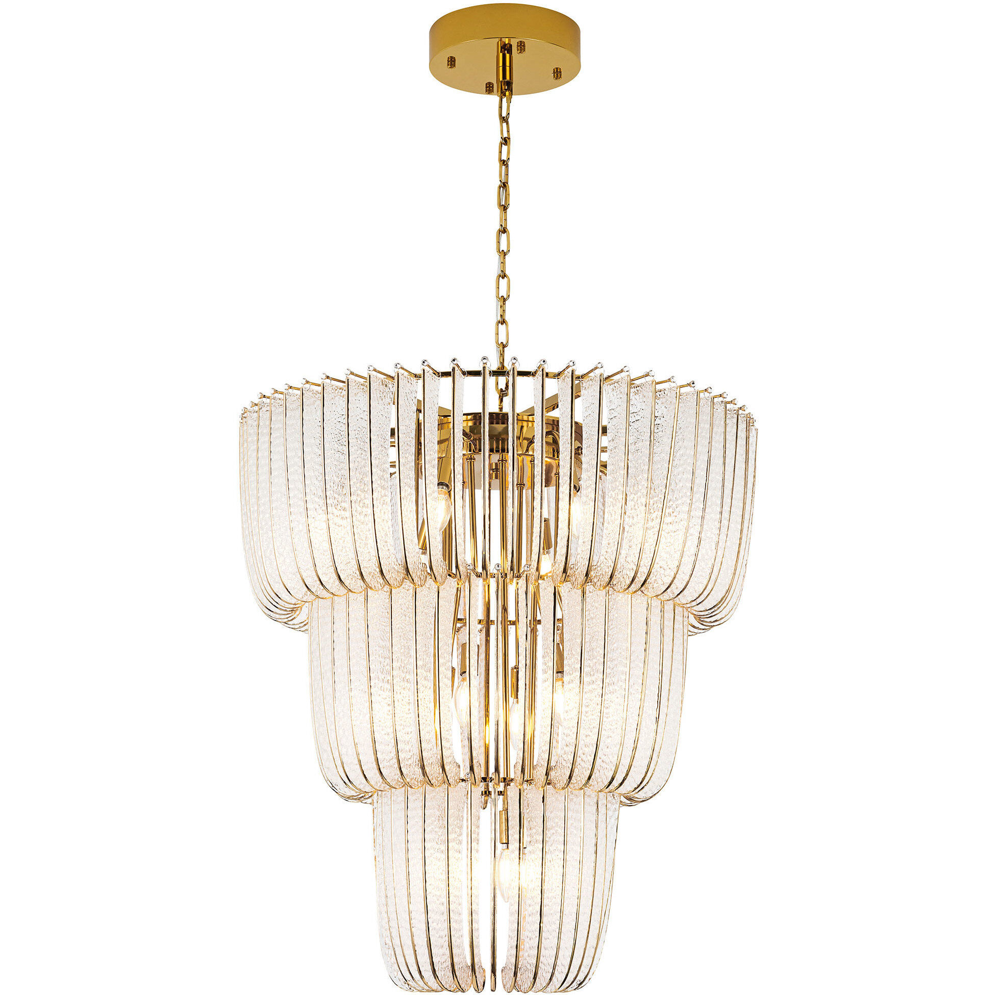 Ziva Shahi 29.5 inch 5.00 watt Titanium Gold Chandelier Ceiling Light, 3 Tier