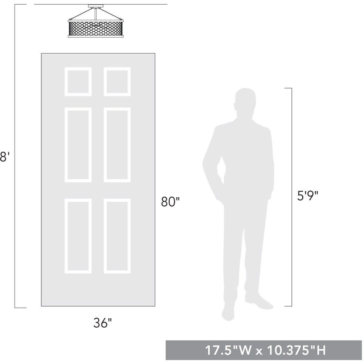 Bailey 3 Light 17.5 inch Matte Black Semi-flush Ceiling Light