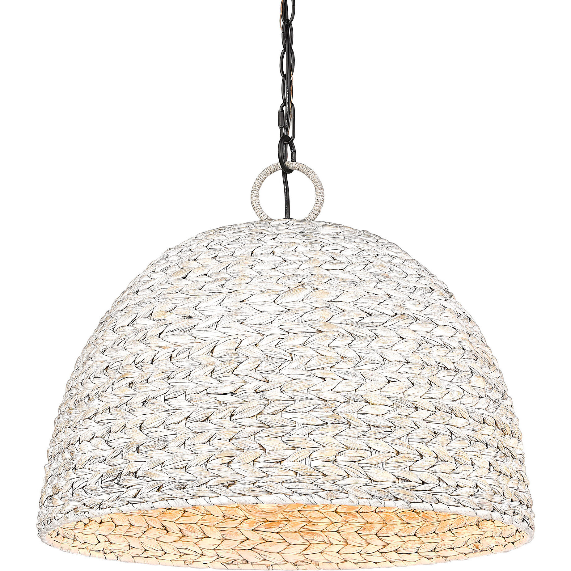 Rue 5 Light 21 inch Matte Black Pendant Ceiling Light in Woven Sweet Grass