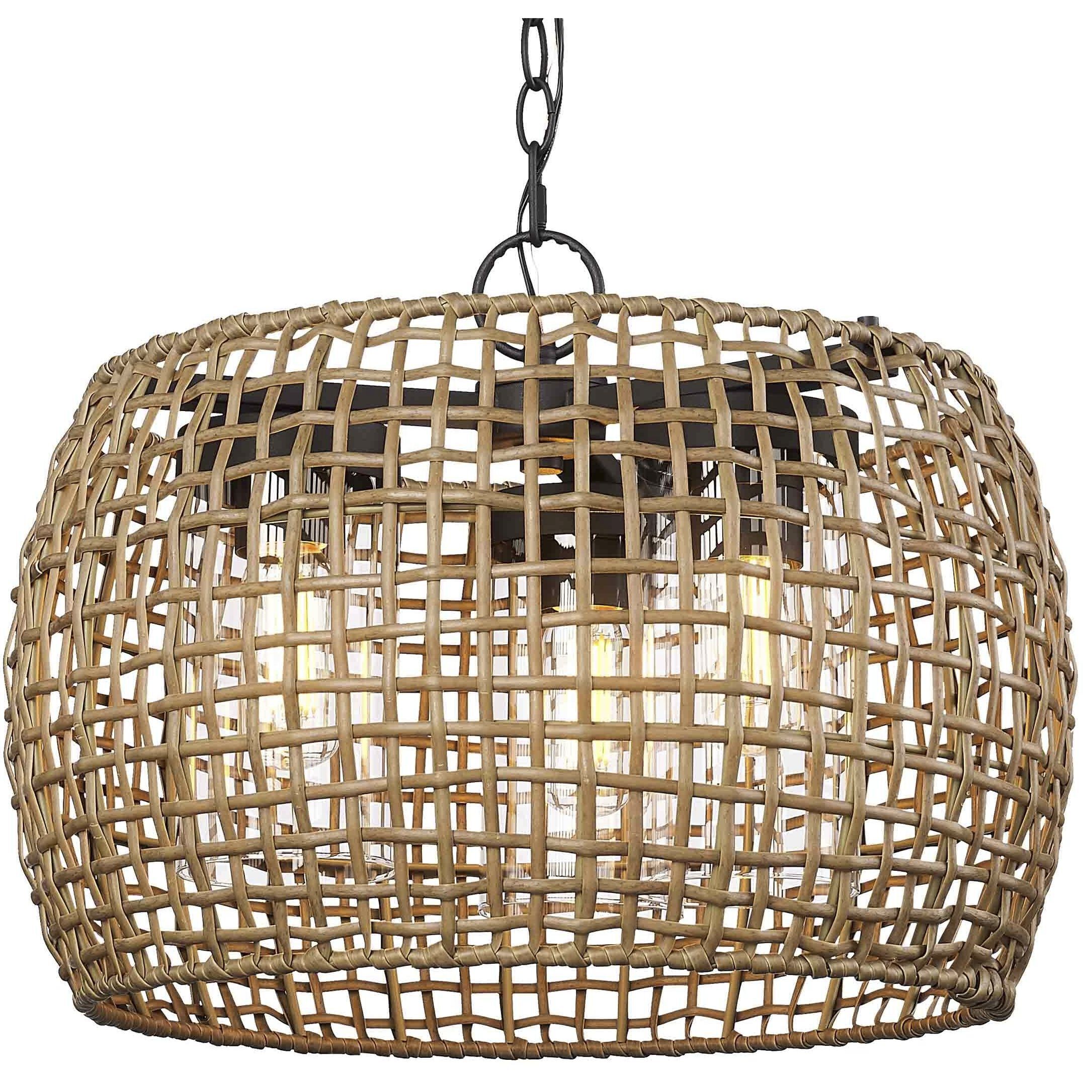 Piper 3 Light 19.13 inch Natural Black Outdoor Pendant