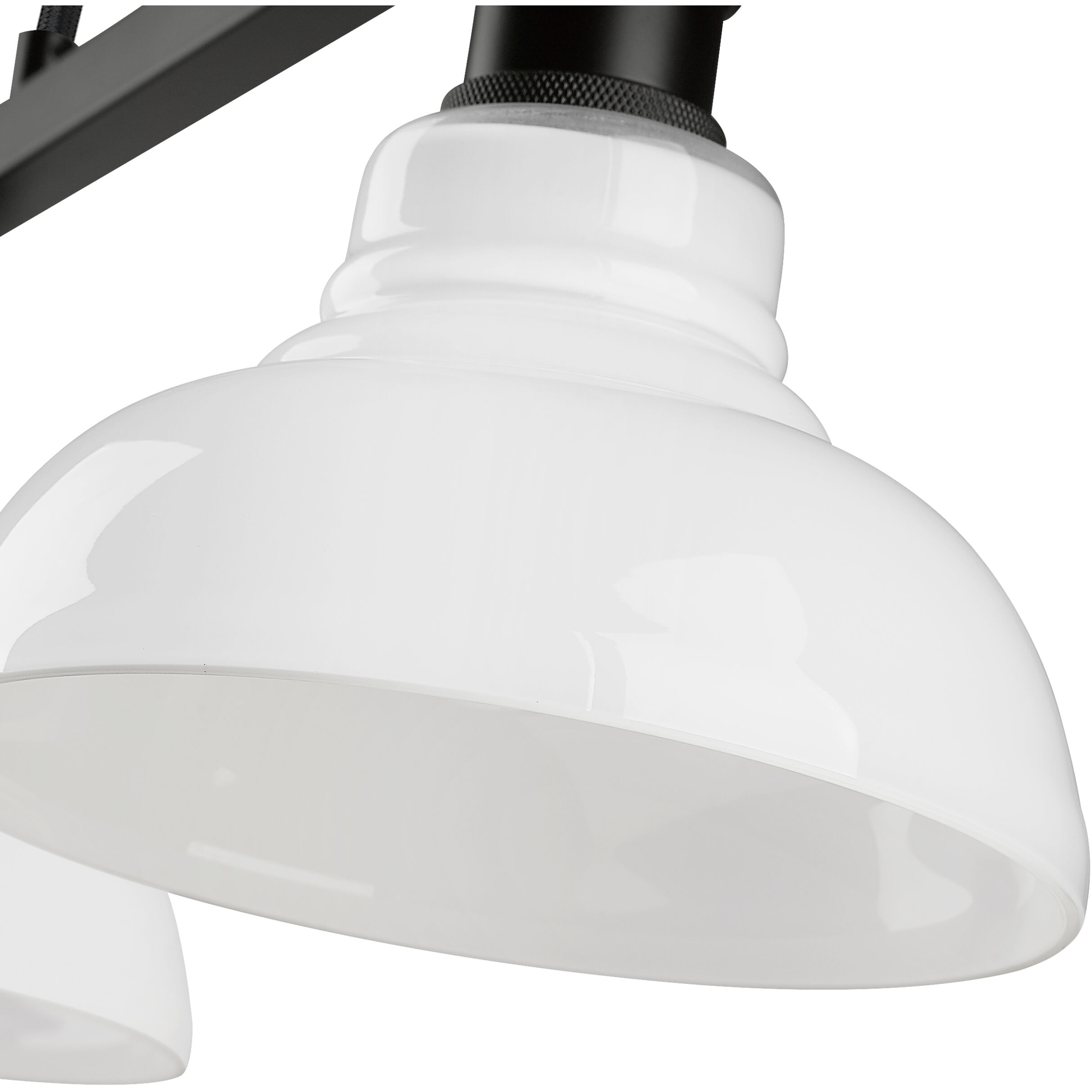 Yep Carver Island Light Ceiling Light in Matte Black, Vintage Milk Glass
