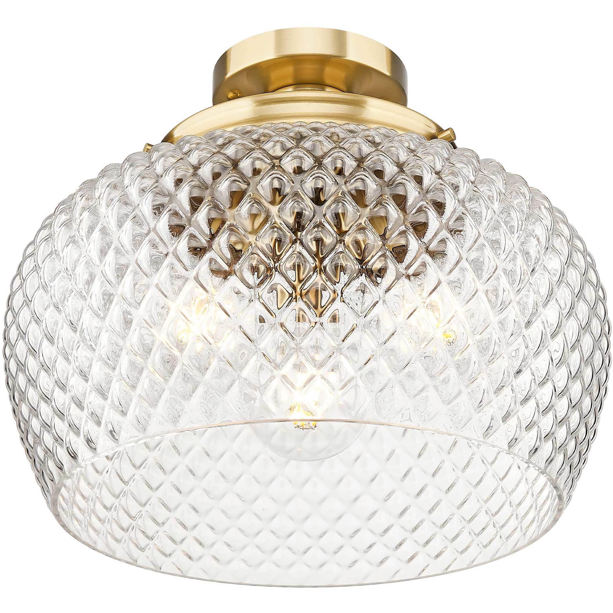 Adeline 3 Light 14 inch Modern Brushed Gold Semi-Flush Mount Ceiling Light