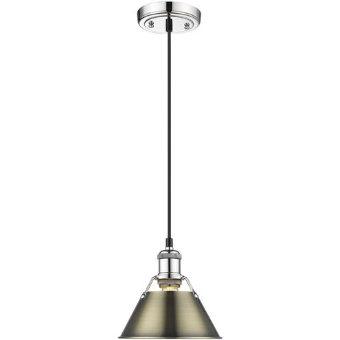 Orwell 1 Light 7.5 inch Chrome Pendant Ceiling Light in Aged Brass