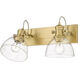 Yep Hines Vanity Wall Light in Seeded Glass, Brushed Champagne Brass
