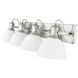 Hines 4 Light 34.5 inch Pewter Bath Vanity Light Wall Light in Opal Glass
