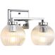 Elliott 2 Light 15.25 inch Chrome Vanity Light Wall Light in Ribbed Clear