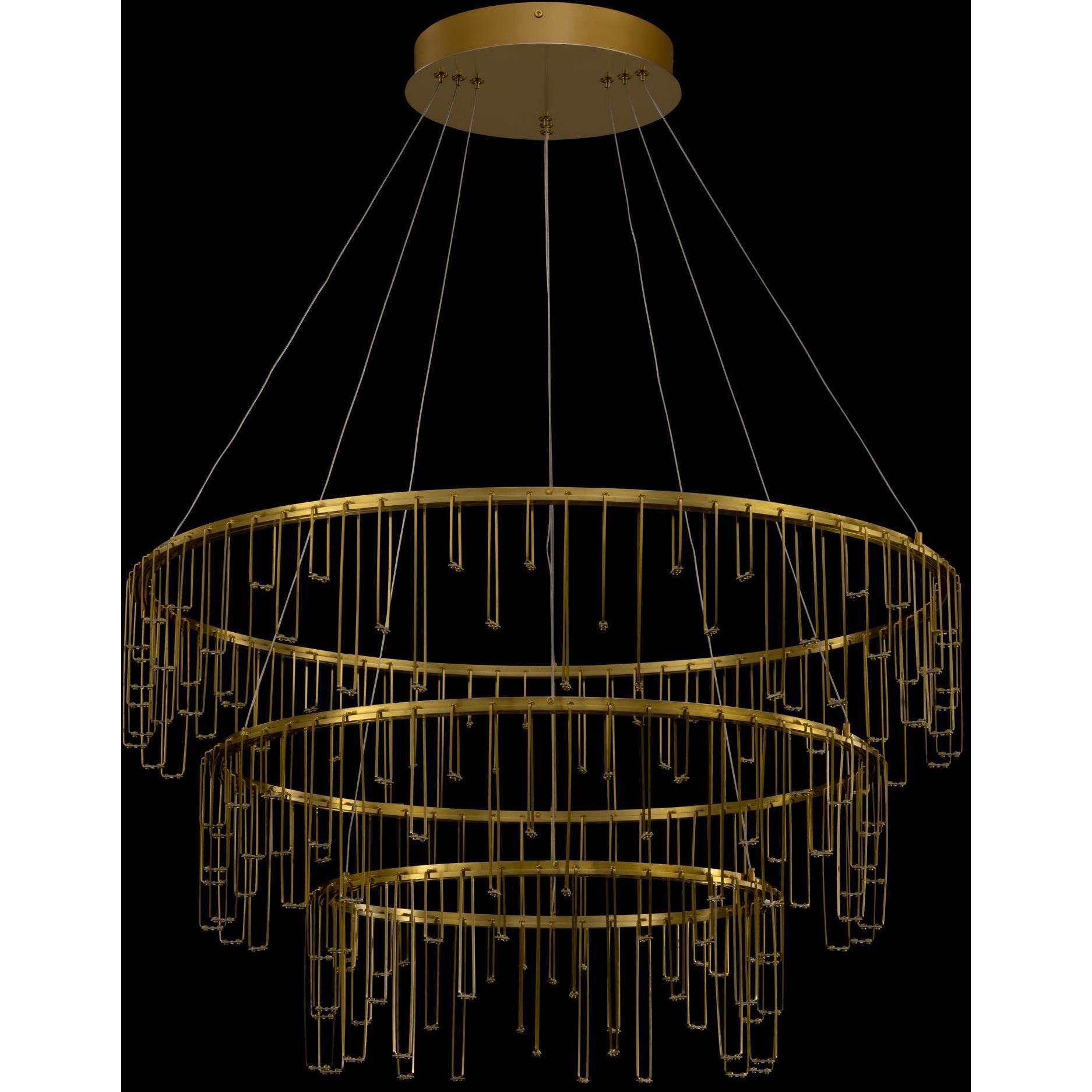 Lucerna 31.5 inch 64.80 watt Stainless Steel Gold Chandelier Ceiling Light, 3 Tier