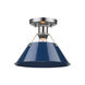 Orwell 1 Light 10 inch Pewter Flush Mount Ceiling Light in Navy, Damp