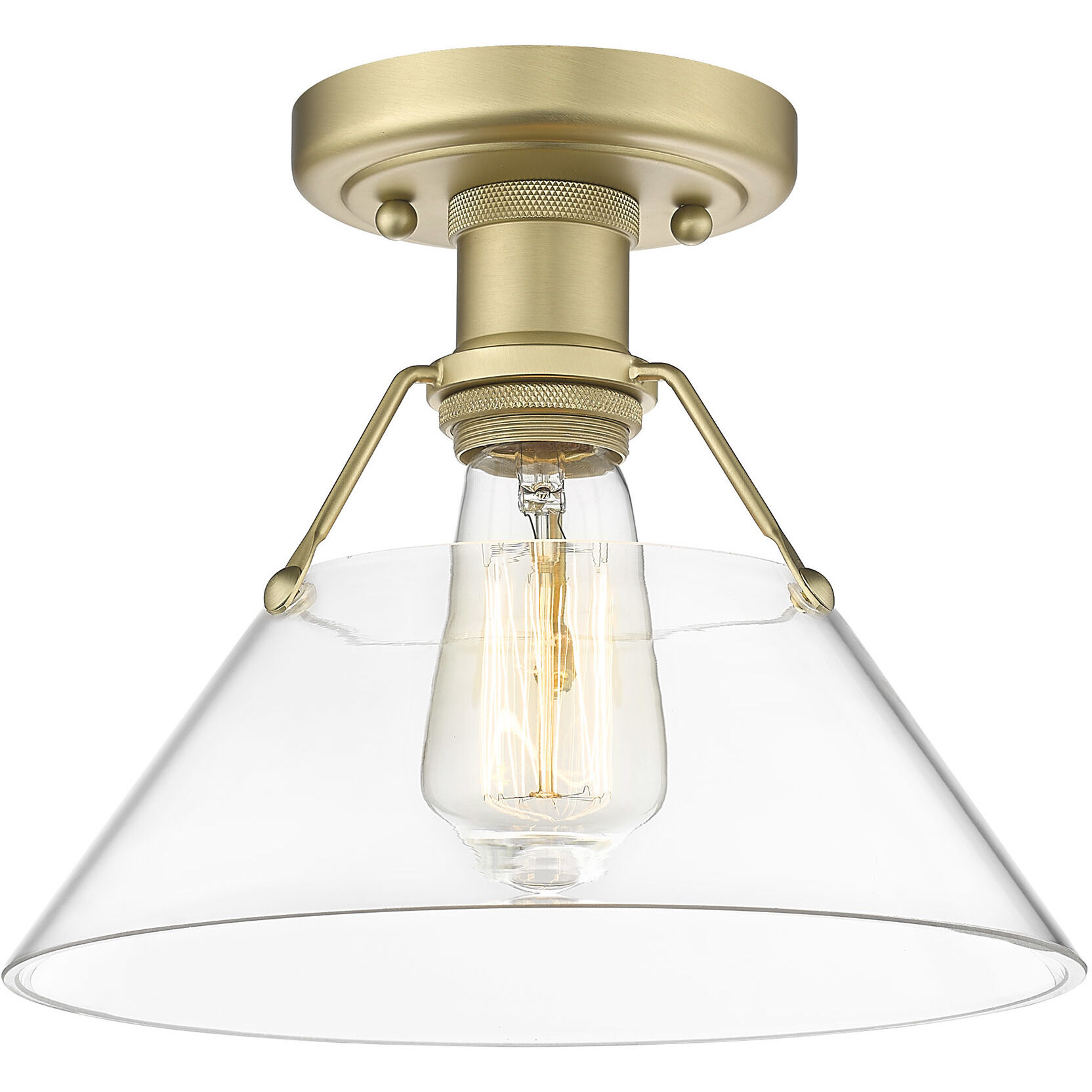 Yep Orwell 1 Light 10 inch Brushed Champagne Brass Flush Mount Ceiling Light in Clear Glass