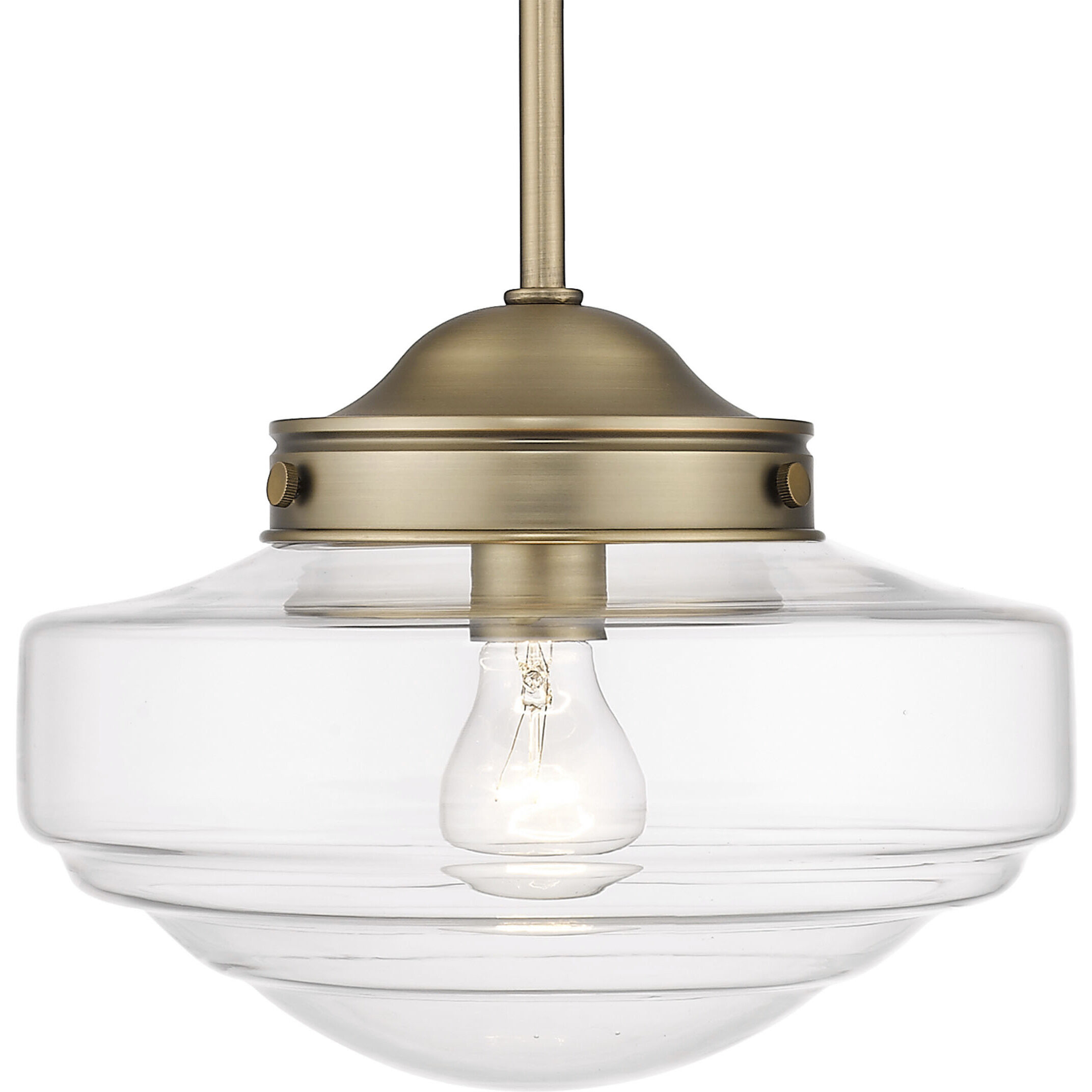 Ingalls 1 Light 12 inch Modern Brass Pendant Ceiling Light in Clear Glass, Medium