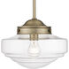 Ingalls 1 Light 12 inch Modern Brass Pendant Ceiling Light in Clear Glass, Medium