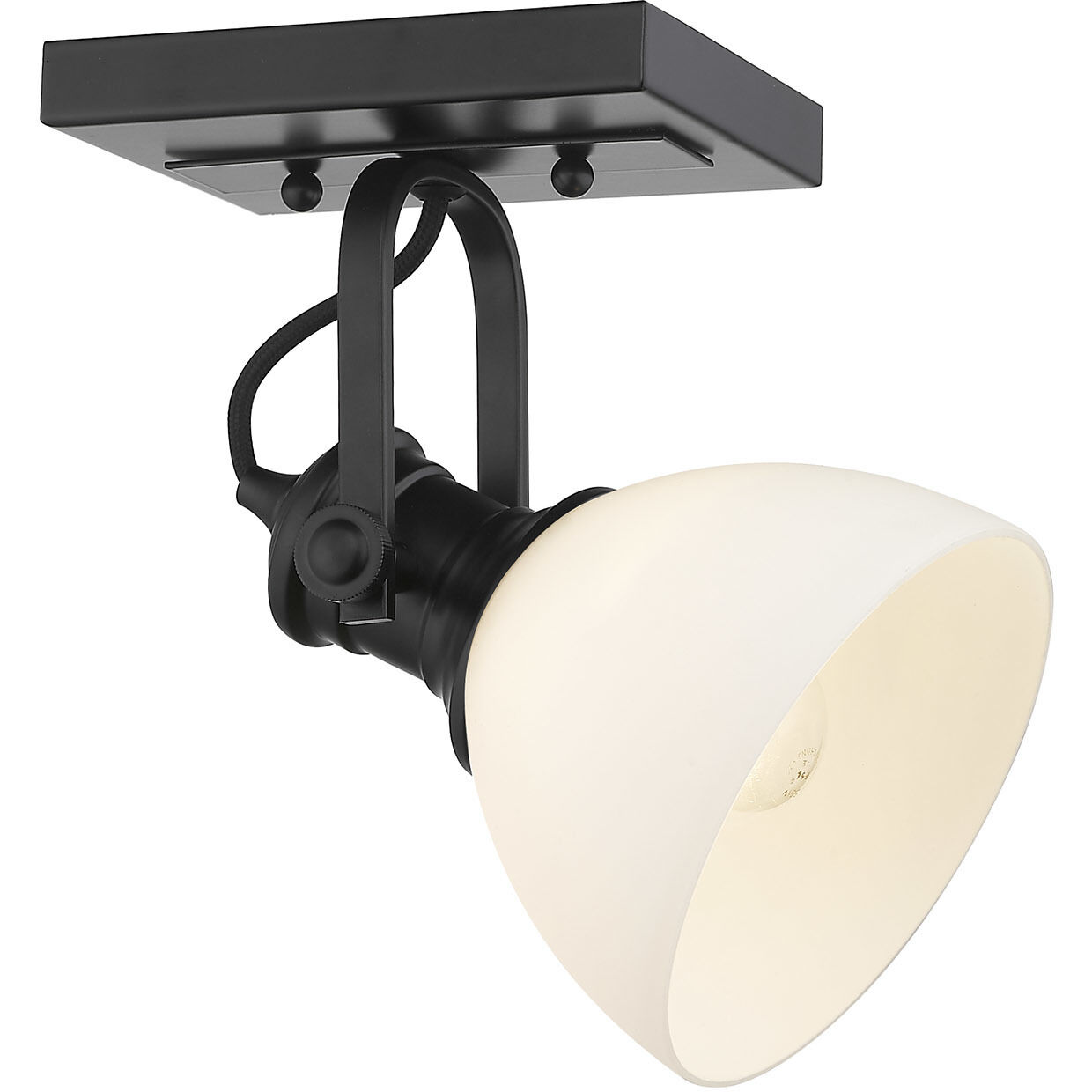 Yep Hines 1 Light 6.88 inch Matte Black Adjustable Semi-Flush Mount Ceiling Light in Opal Glass, Damp