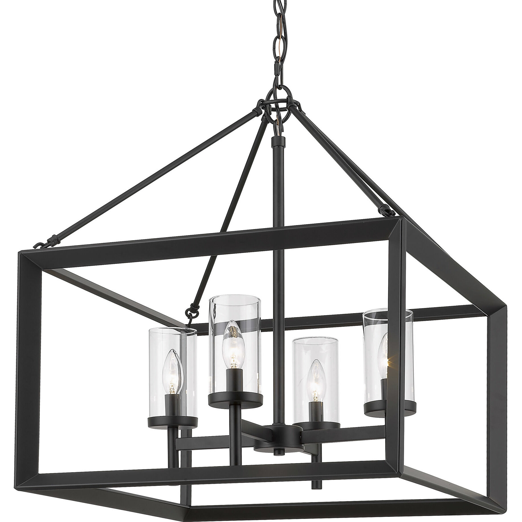 Smyth 4 Light 21 inch Matte Black Chandelier Ceiling Light in Clear Glass