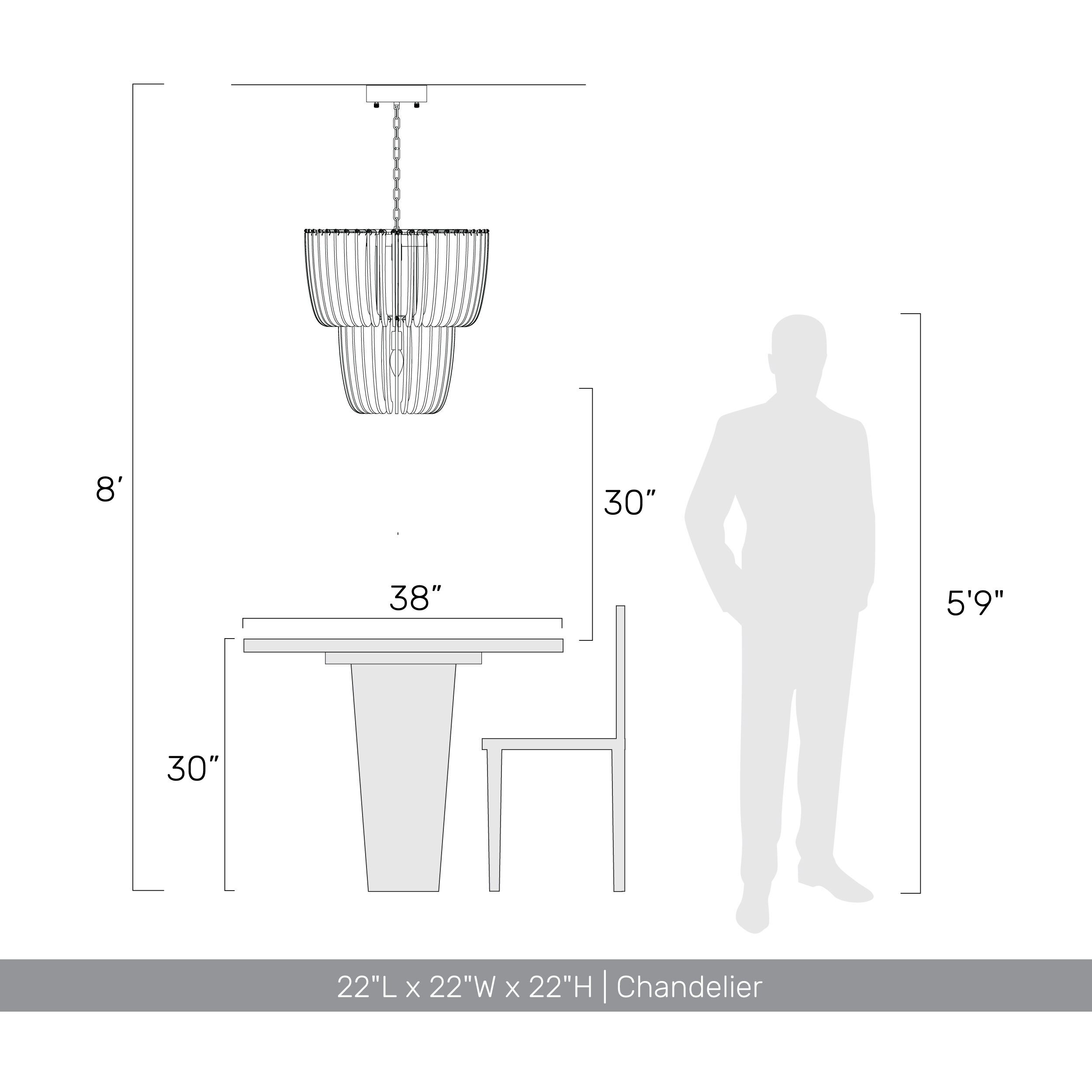 Ziva Shahi 22 inch 5.00 watt Titanium Gold Chandelier Ceiling Light, 2 Tier