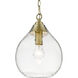 Ariella Pendant Ceiling Light in Brushed Champagne Brass, Clear Hammered, Small
