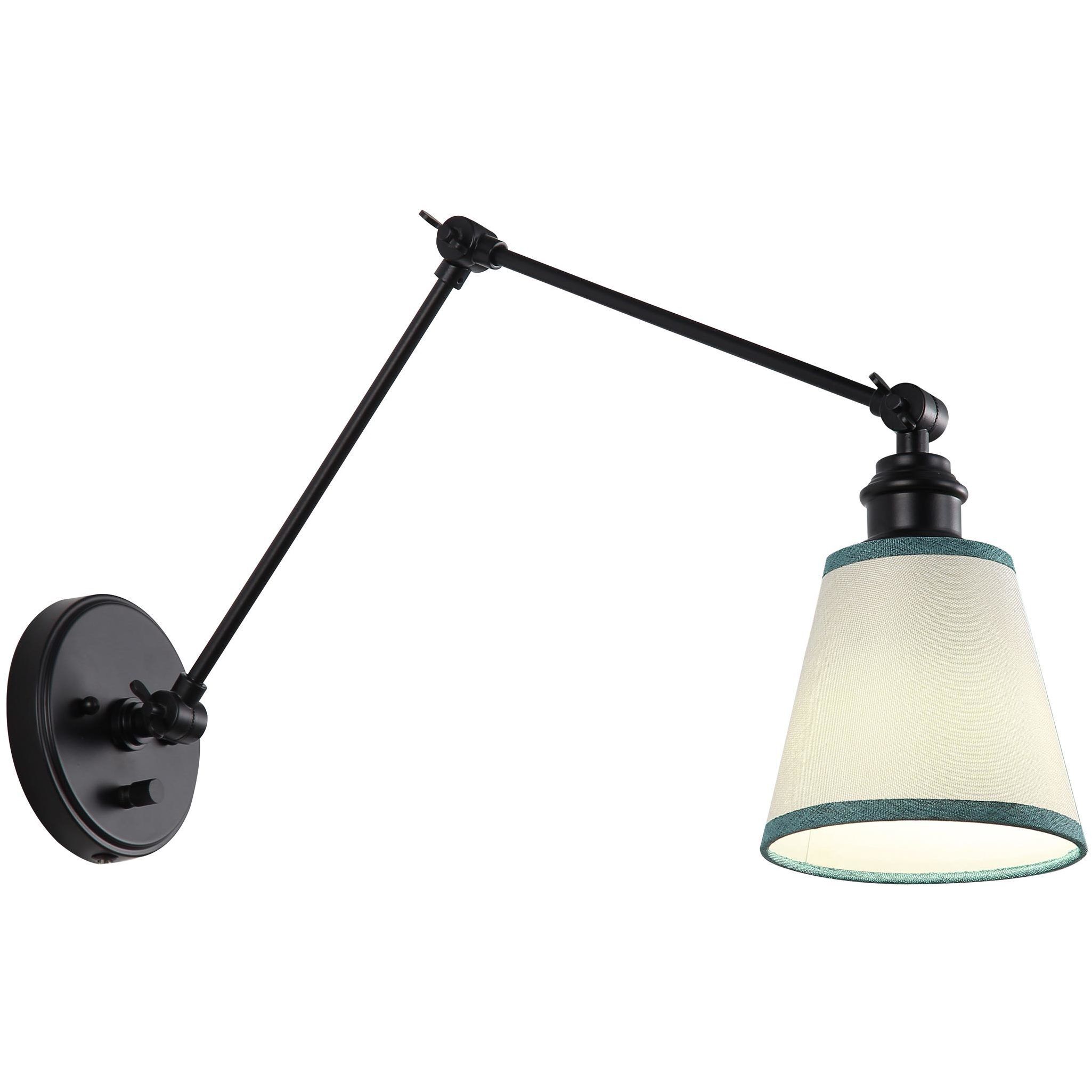 Yep Equinox 1 Light 5.88 inch Matte Black Swing Arm Wall Lamp Wall Light in White with Green Trim