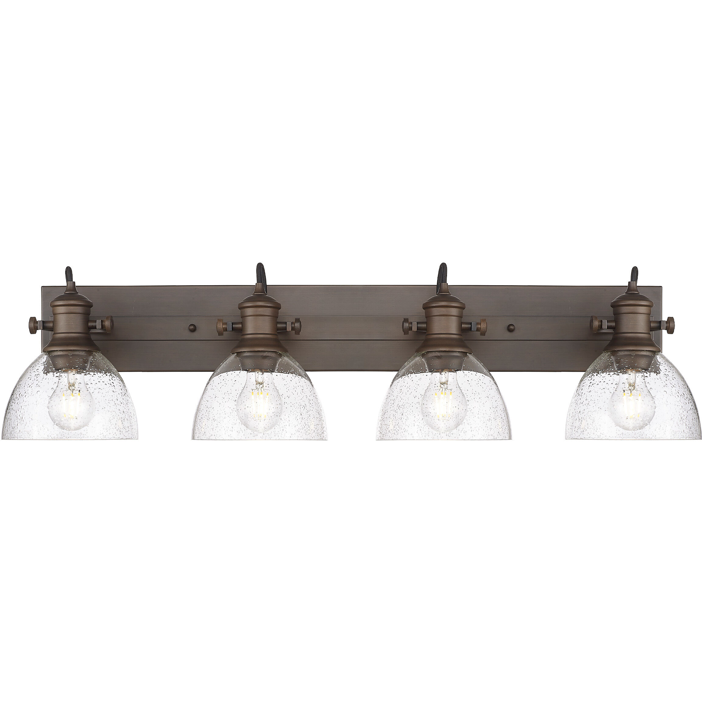 Yep Hines Vanity Wall Light in Rubbed Bronze, Seeded Glass