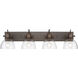 Yep Hines Vanity Wall Light in Rubbed Bronze, Seeded Glass