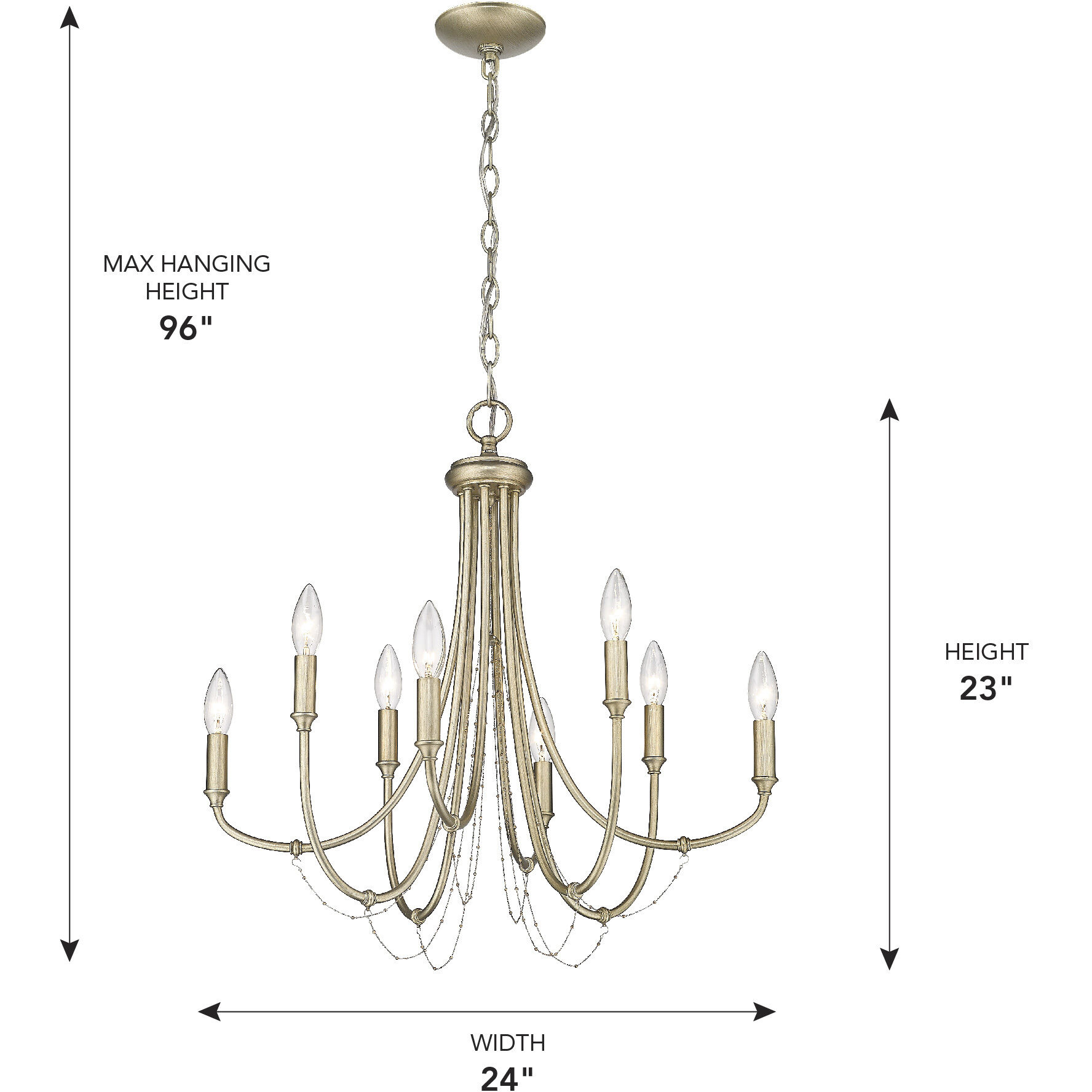 Kamila 24 inch 60.00 watt White Gold Chandelier Ceiling Light
