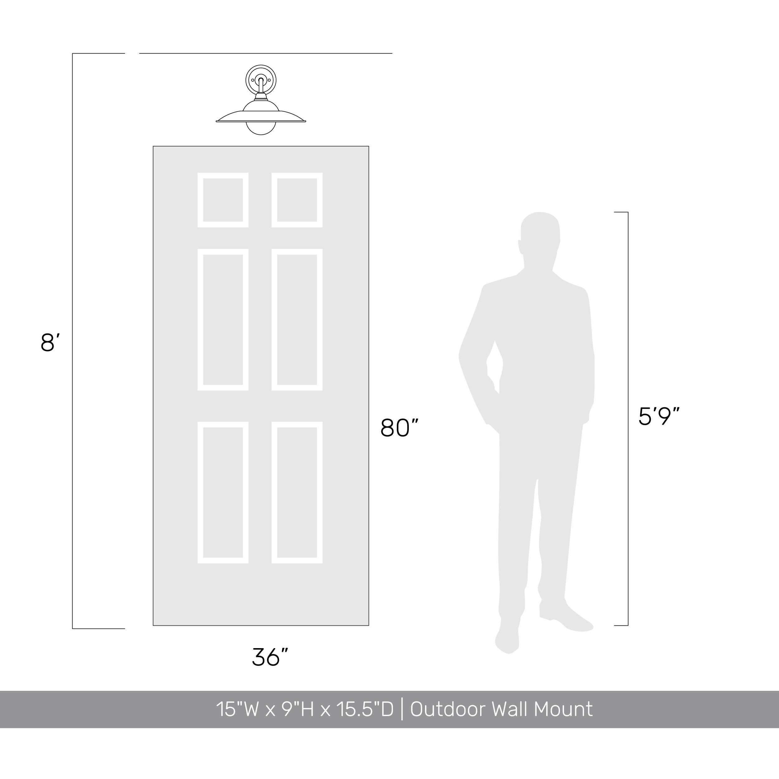 Yep Croma 1 Light 15.5 inch Matte Black Outdoor Wall in No Glass