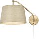Ryleigh Articulating Wall Sconce Wall Light in Brushed Champagne Bronze, Natural Sisal