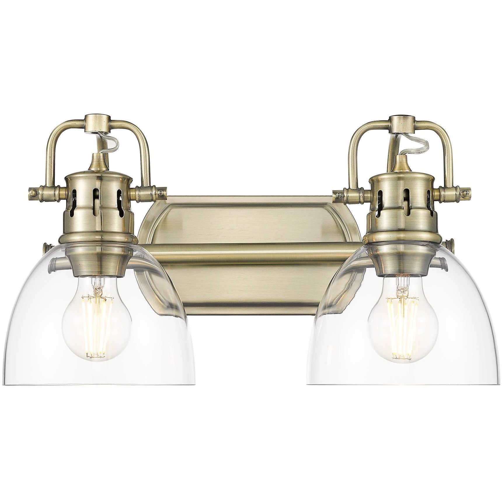 Yep Duncan Vanity Wall Light in Aged Brass, Clear Glass