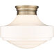 Ingalls 1 Light 16 inch Modern Brass Semi-Flush Mount Ceiling Light in Vintage Milk Glass, Large