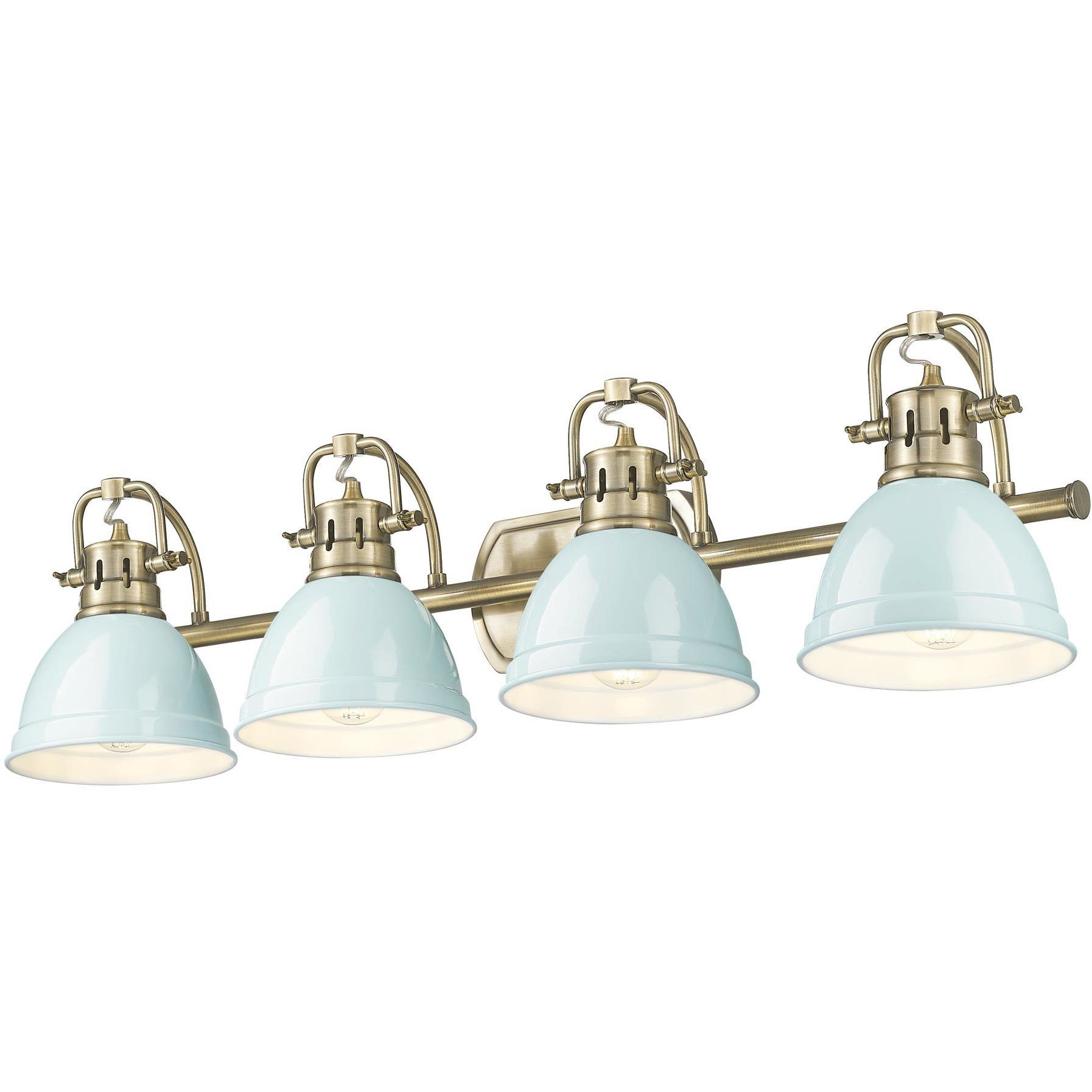 Yep Duncan Vanity Wall Light in Aged Brass, Seafoam