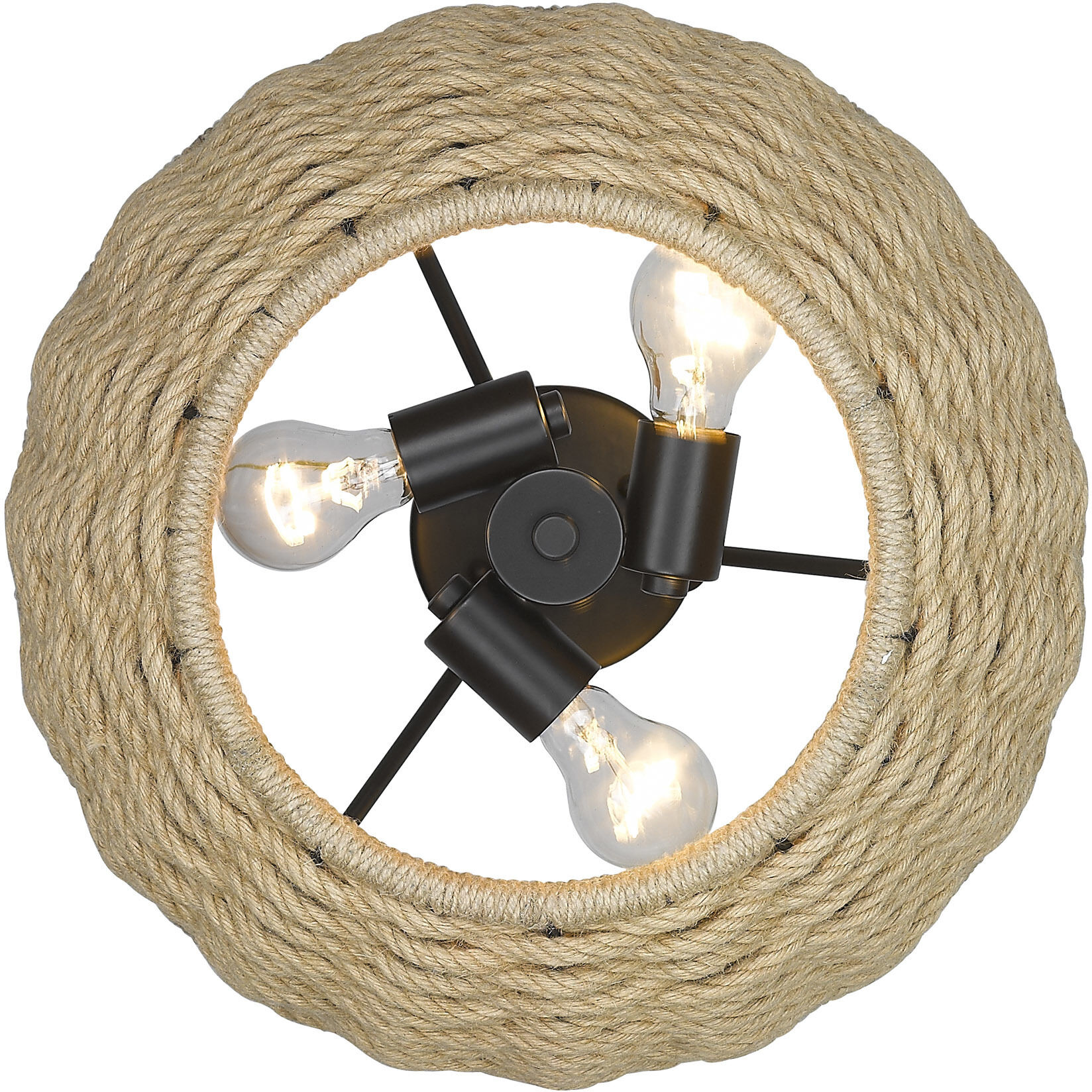 Hathaway 3 Light 16.25 inch Matte Black Semi-Flush Mount Ceiling Light