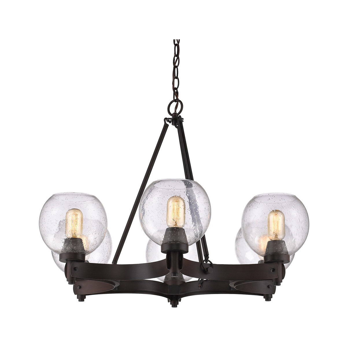 Galveston 6 Light 31 inch Rubbed Bronze Chandelier Ceiling Light, Large