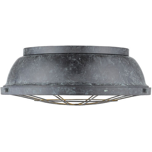 Bartlett 3 Light 17 inch Black Patina Flush Mount Ceiling Light, Damp