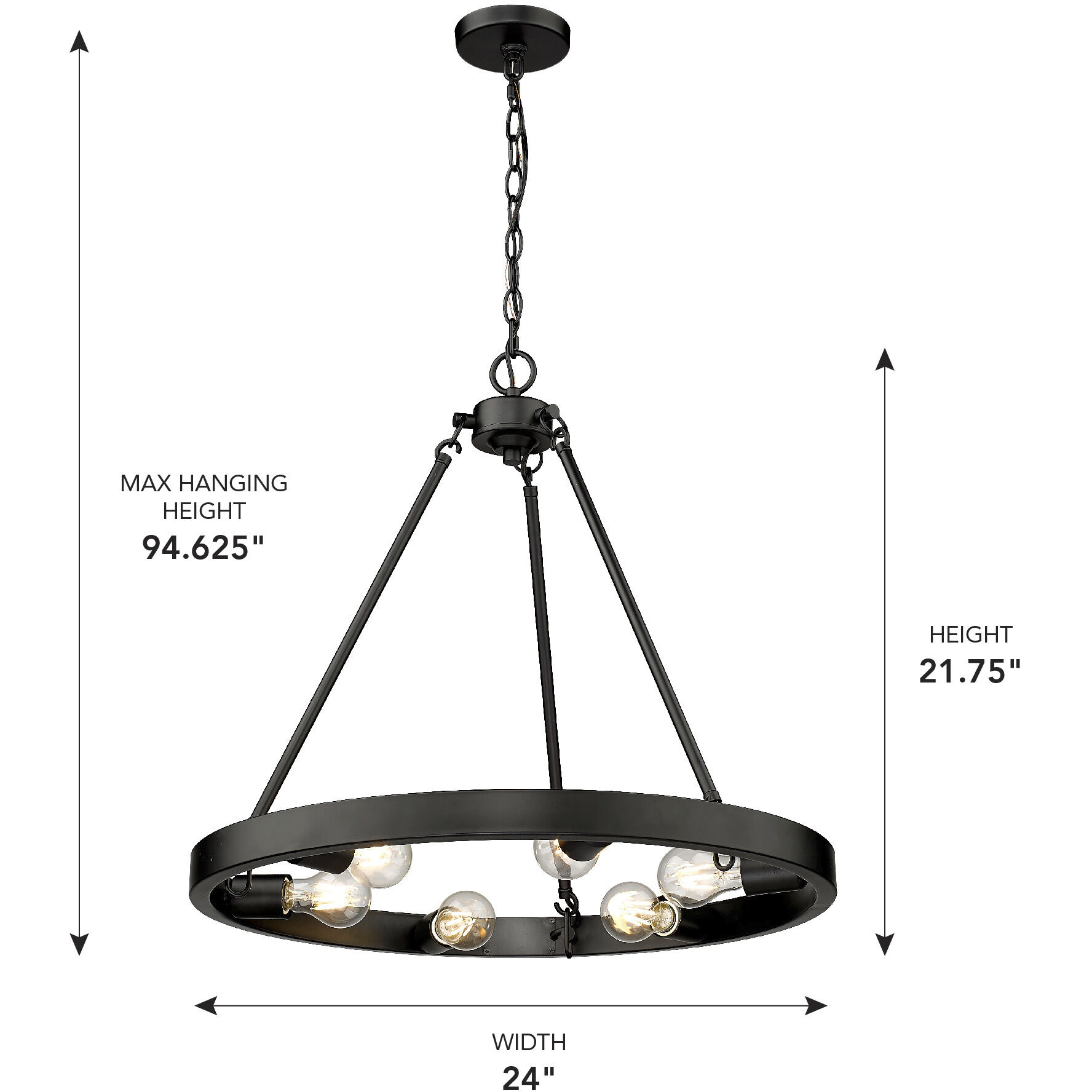 Castile 24 inch 60.00 watt Matte Black Chandelier Ceiling Light