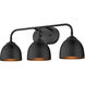 Zoey 3 Light 25 inch Matte Black Bath Vanity Wall Light