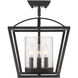 Mercer 3 Light 12 inch Matte Black Semi-flush Ceiling Light in Matte Black/Matte Black, Convertible