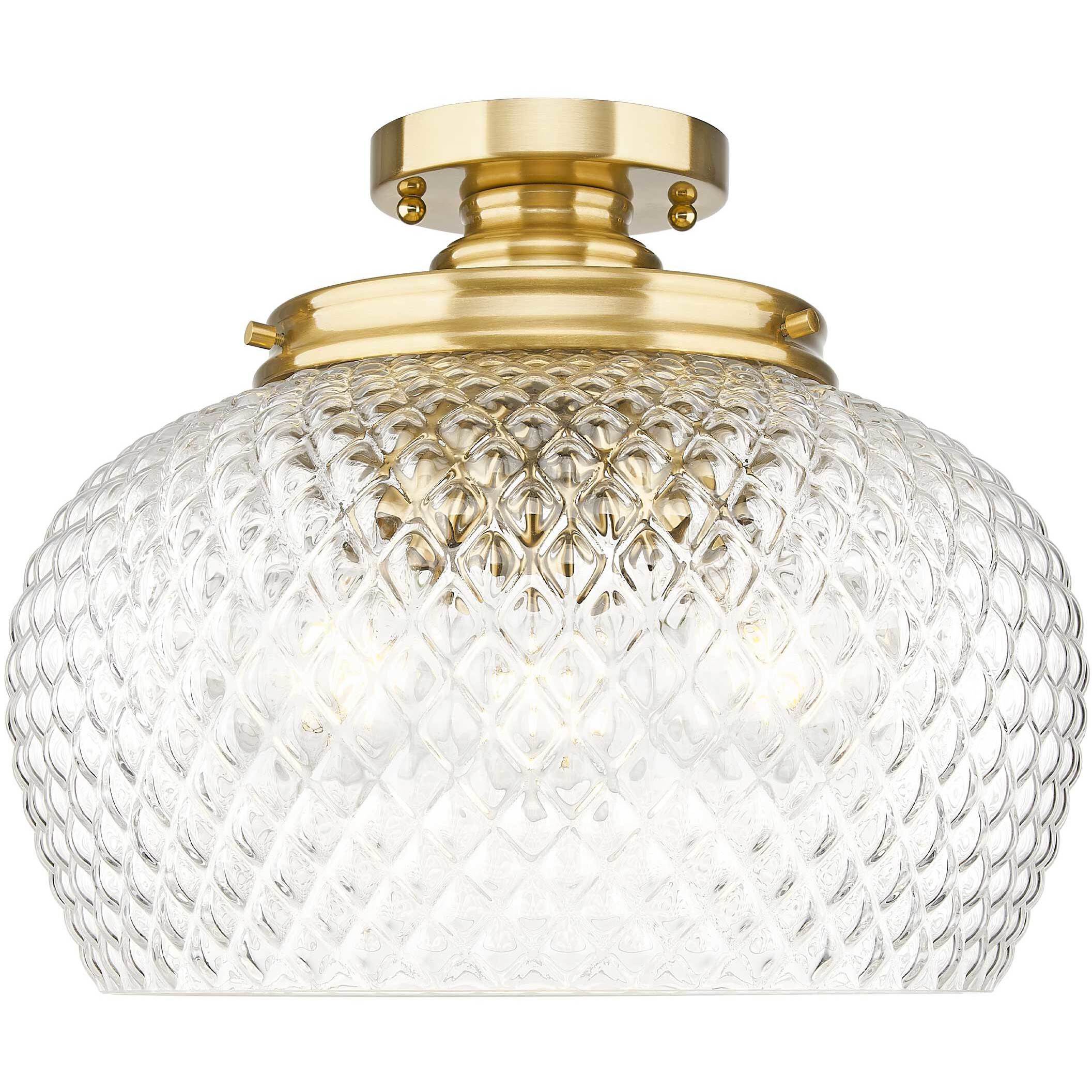 Adeline 3 Light 14 inch Modern Brushed Gold Semi-Flush Mount Ceiling Light