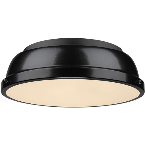 Duncan 2 Light 14 inch Matte Black Flush Mount Ceiling Light, Damp