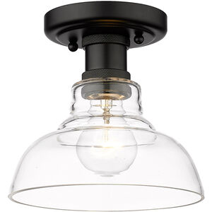 Carver 1 Light 8 inch Matte Black Flush Mount Ceiling Light in Clear Glass
