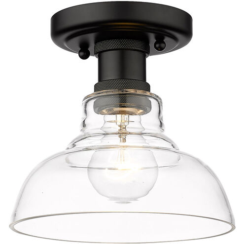 Carver 1 Light 8 inch Matte Black Flush Mount Ceiling Light in Clear Glass