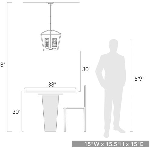 Mercer 3 Light 15 inch Matte Black Pendant Ceiling Light in Matte Black/Matte Black