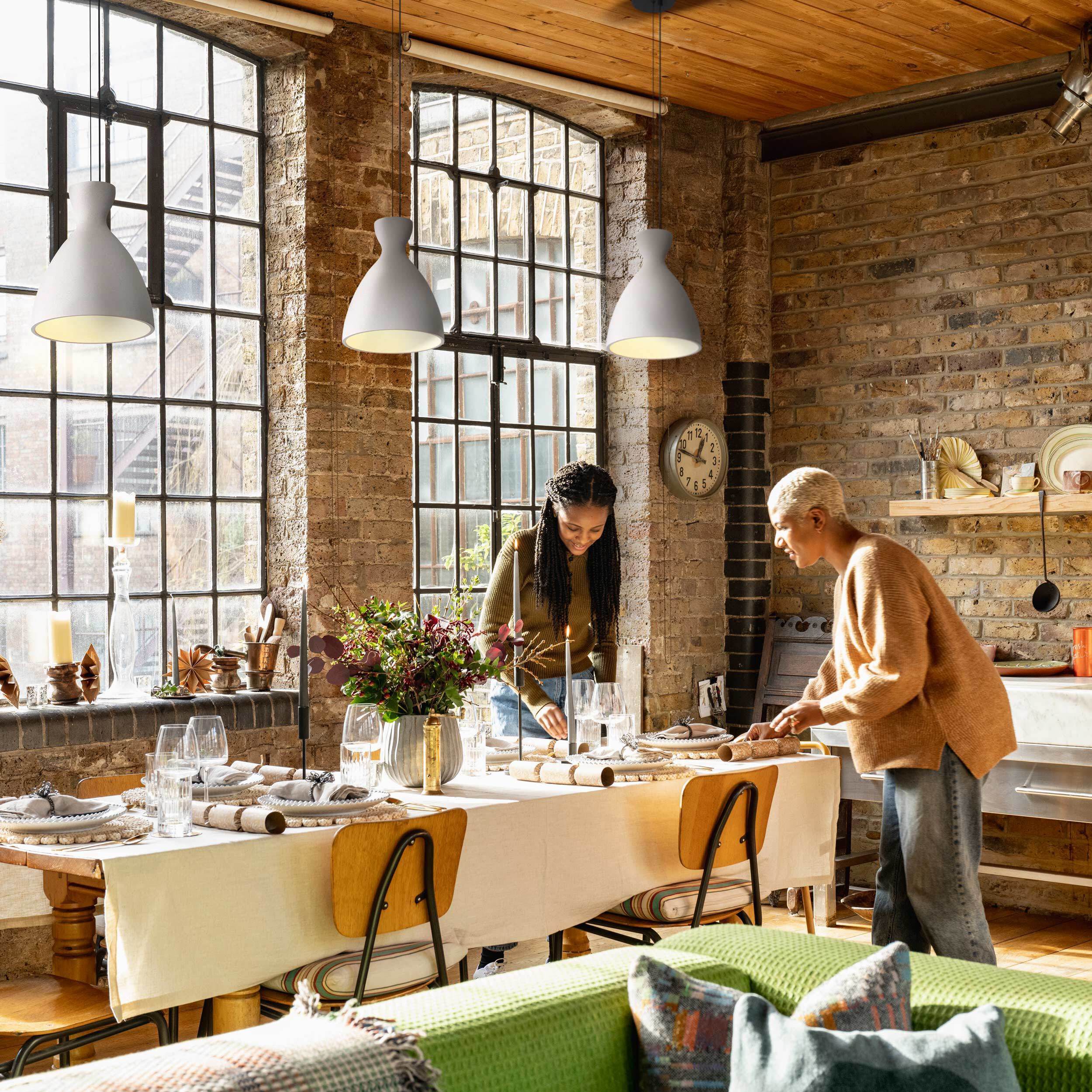 Aethera Pendant Ceiling Light in White Sandstone Cement
