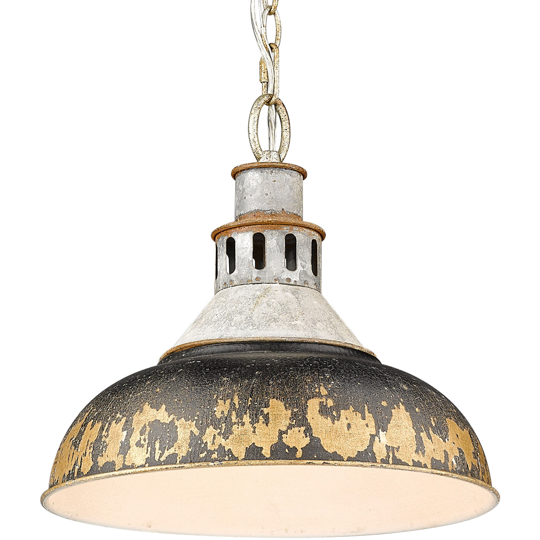 Kinsley 1 Light 14 inch Aged Galvanized Steel Pendant Ceiling Light in Antique Black Iron, Large
