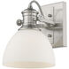 Yep Hines Vanity Wall Light in Pewter, Opal Glass