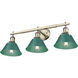 Orwell 3 Light 27.25 inch Aged Brass Bath Vanity Light Wall Light in Pine Green