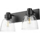 Remy 2 Light 16.88 inch Matte Black Vanity Light Wall Light